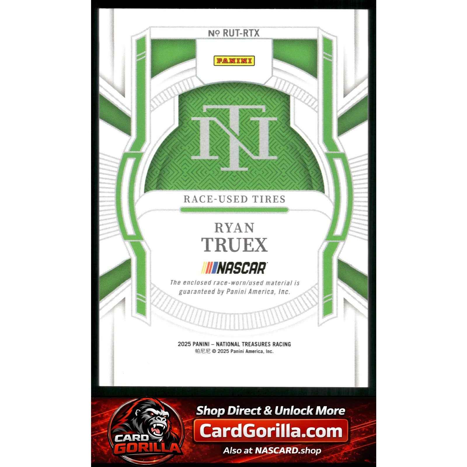 2025 National Treasures Ryan Truex Race Used Tires Holo Gold #/10