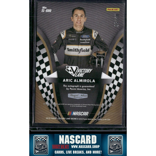 2018 Panini Victory Lane #S-AA Aric Almirola Signatures #/40 - NASCARD.shop