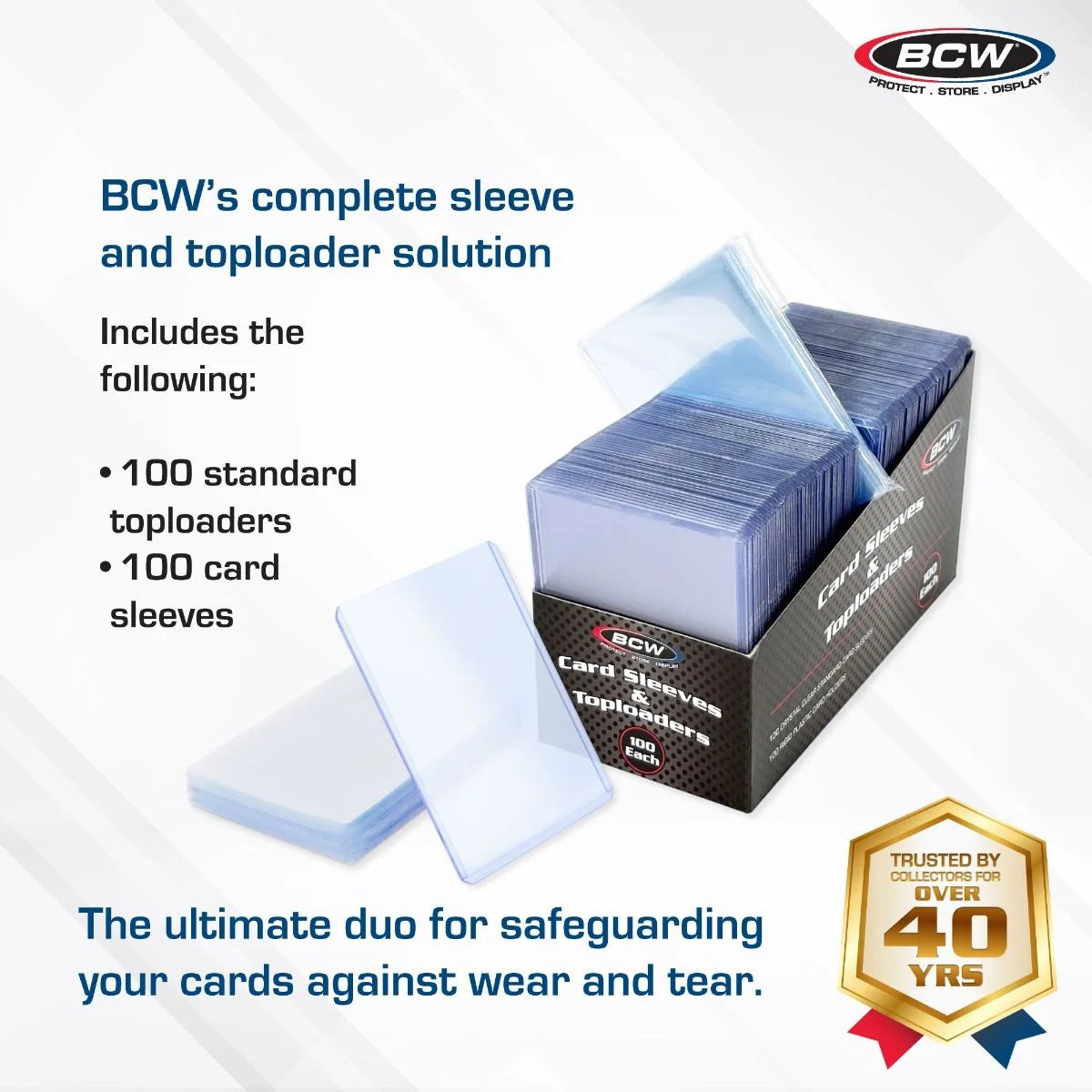 BCW 100 Count Card Sleeve & Toploader Combo Pack