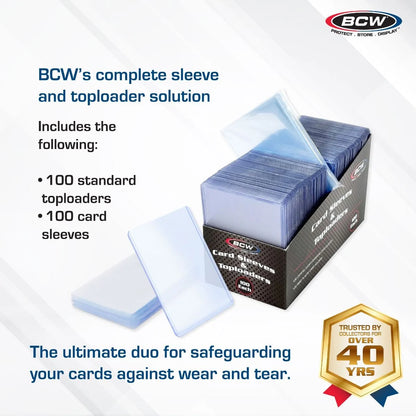 BCW 100 Count Card Sleeve & Toploader Combo Pack