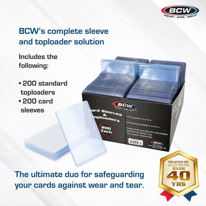 BCW 200 Count Card Sleeve & Toploader Combo Pack