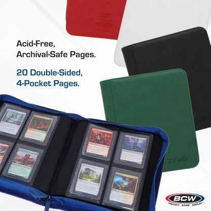 BCW Z-Folio LX 4-Pocket Trading Card Top Loader Binder | Premium Zippered Card Album