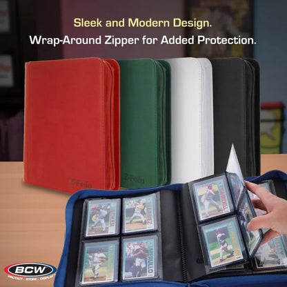 BCW Z-Folio LX 4-Pocket Trading Card Top Loader Binder | Premium Zippered Card Album