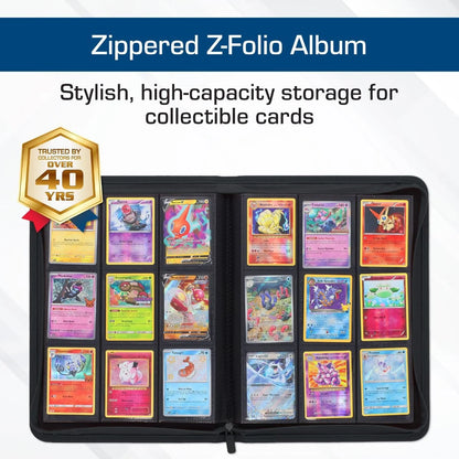BCW Z-Folio LX 9-Pocket Trading Card Binder – Premium Zippered Album (360 Cards)