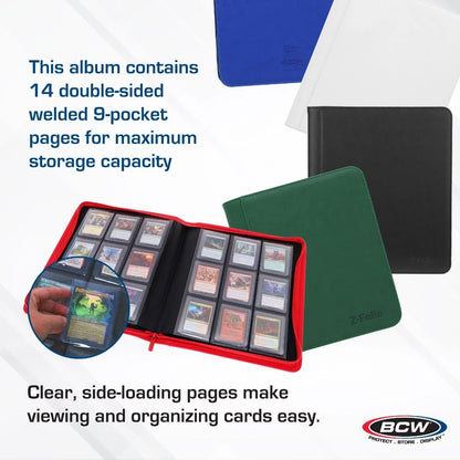 BCW Z-Folio LX 9-Pocket Trading Card Top Loader Binder | Premium Zippered Card Album