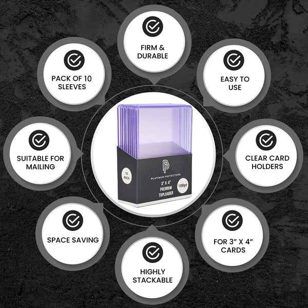 Platinum Protectors 100pt Top Loaders – 10 Count | Thick Card Toploaders