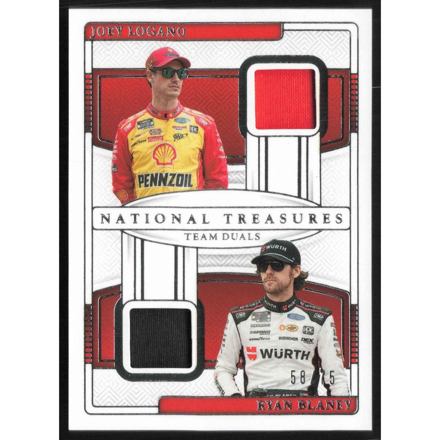 2025 Panini National Treasures #TD-LB Ryan Blaney/Joey Logano Team Duals #/75