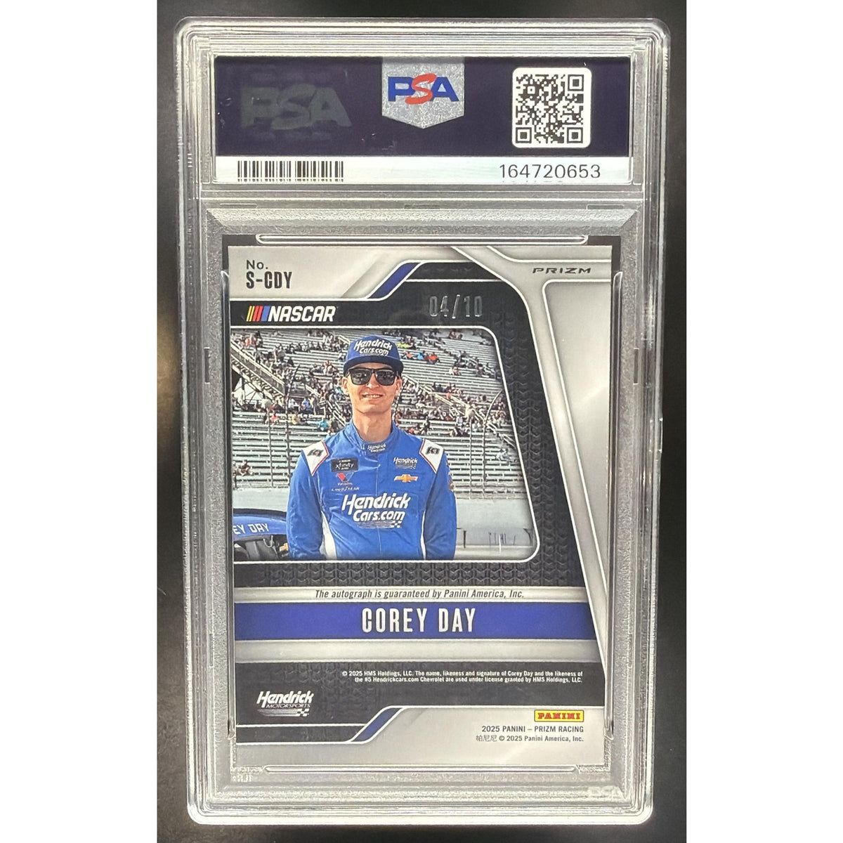 2025 Panini Prizm NASCAR Corey Day Scripts Gold Prizms RC /10 PSA 10 AUTO 10