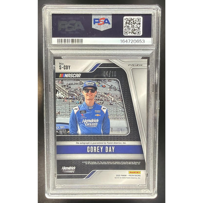 2025 Panini Prizm NASCAR Corey Day Scripts Gold Prizms RC /10 PSA 10 AUTO 10