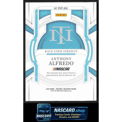 2025 Panini National Treasures #RUF-AAL Anthony Alfredo Race Used Firesuit #/99