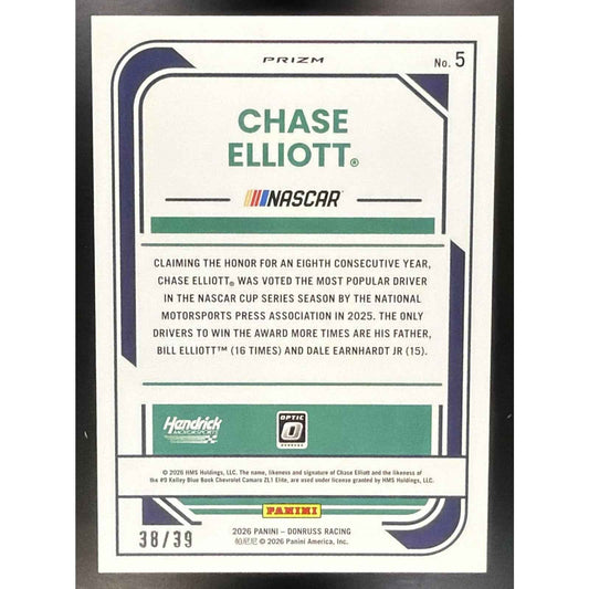 2026 Panini Donruss NASCAR Racing Chase Elliott #5 Optic Black Velocity 38/39
