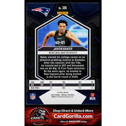 2024 Panini Mosaic #380 Javon Baker Mosaic Green