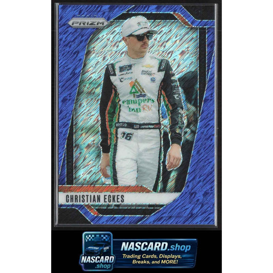 2025 Panini Prizm Throwback #63 Christian Eckes FOTL Blue Shimmer #/10