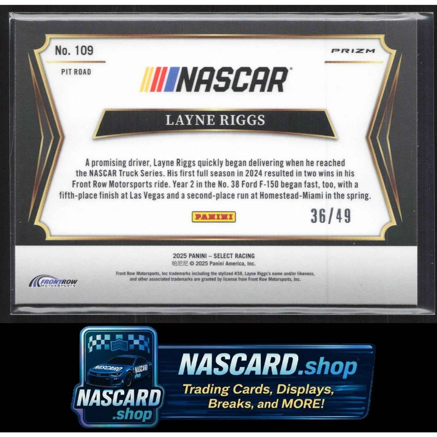 2025 Panini Select #109 Layne Riggs Orange Prizms #/49