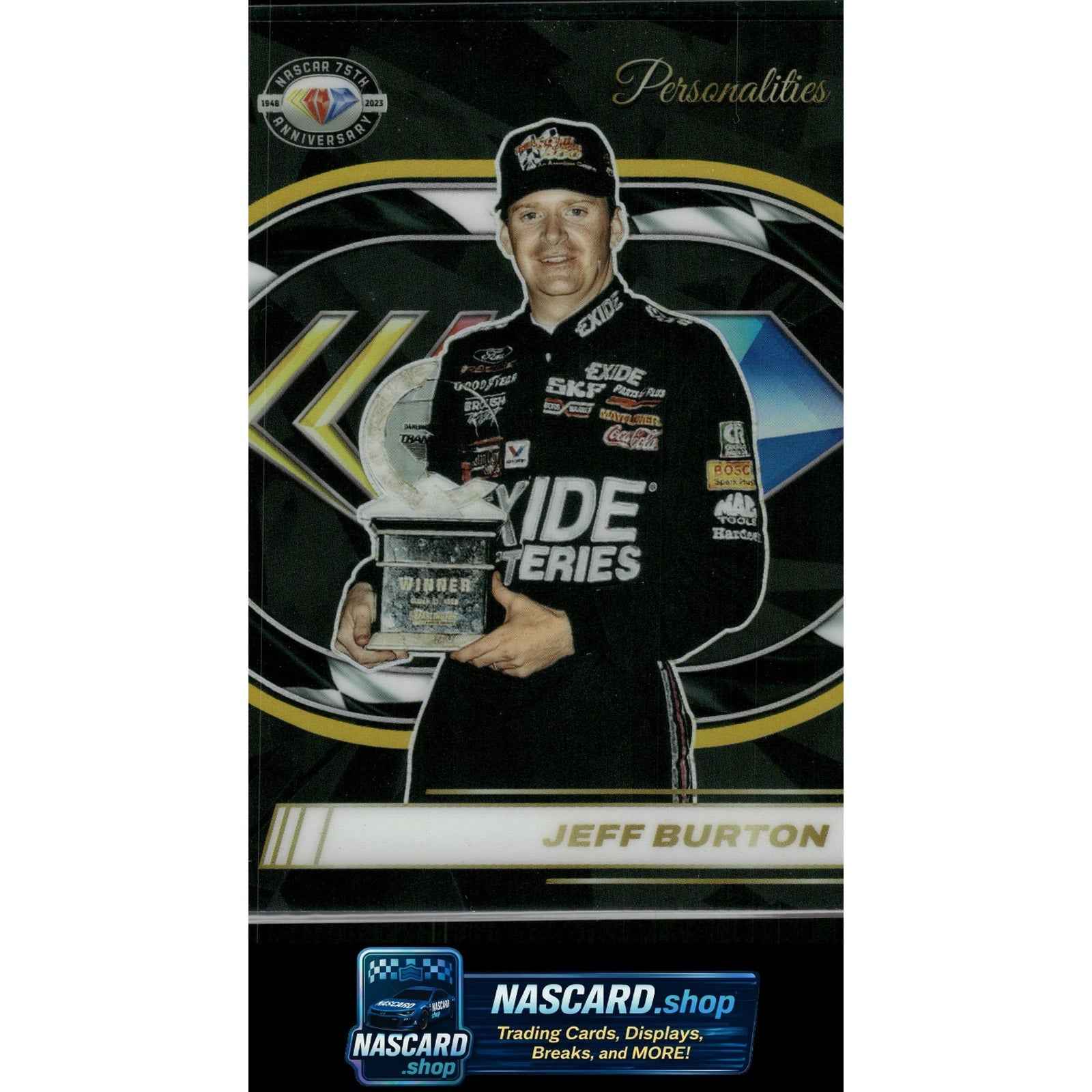 2023 Panini Prizm #53 Jeff Burton NASCAR 75th Anniversary Gold #/10