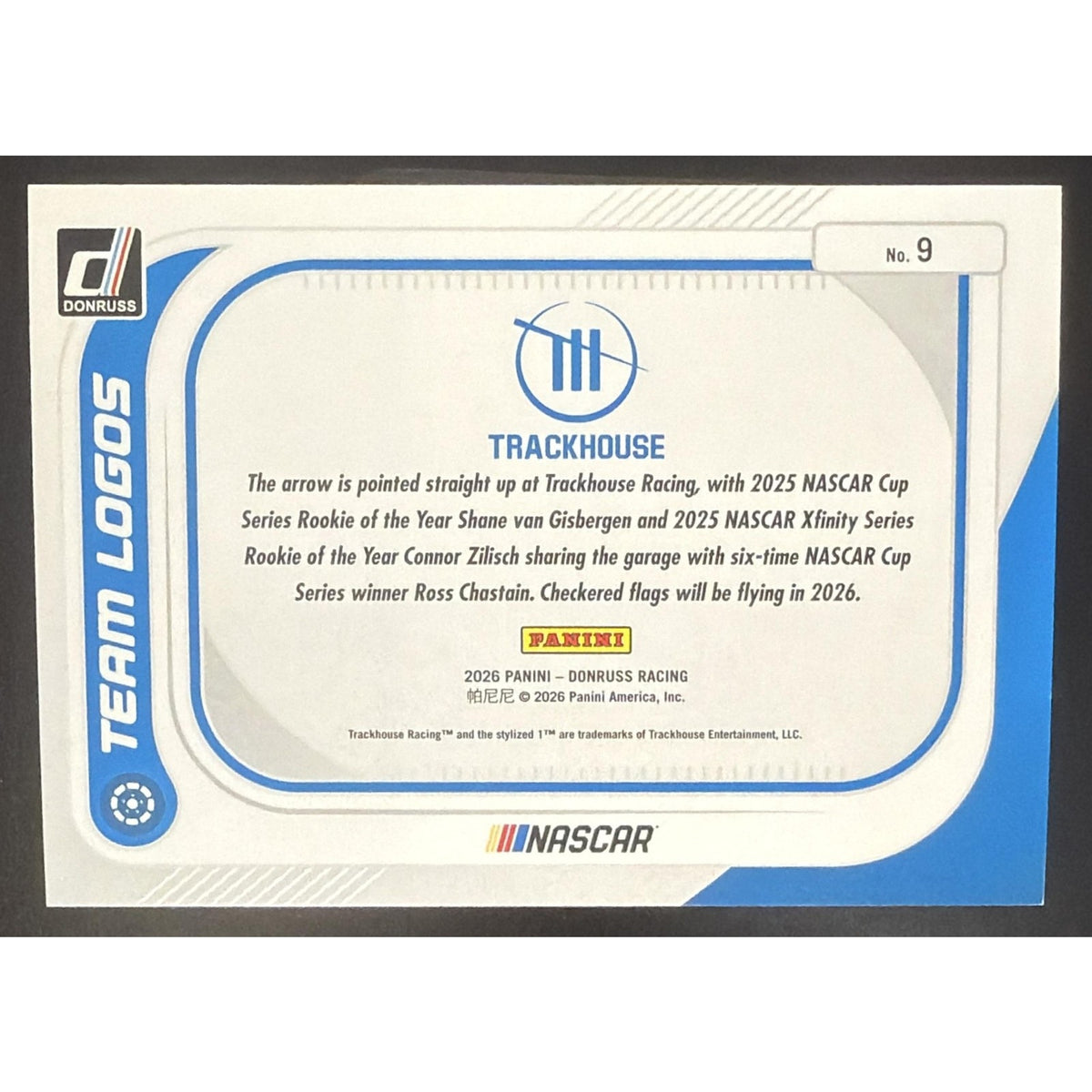 2026 Panini Donruss NASCAR Racing Team Trackhouse #9 Logos Red Xplosion 59/99
