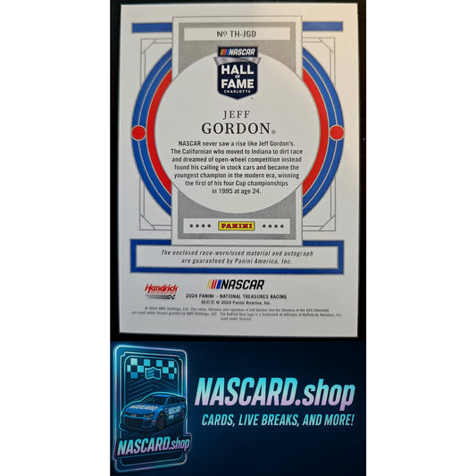 2024 Panini National Treasures Jeff Gordon Treasures Of The Hall Holo Gold #/10