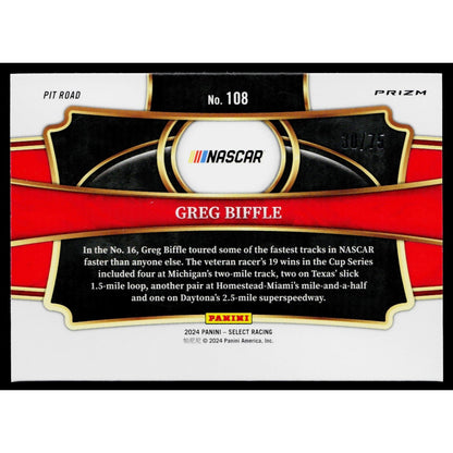 2024 Panini Select #108 Greg Biffle Purple Prizms #/75