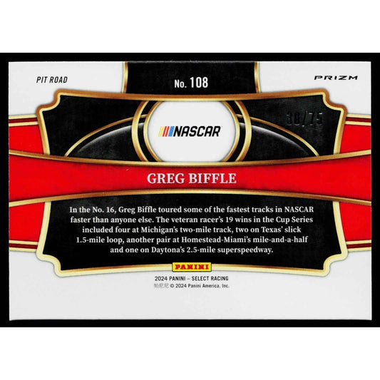2024 Panini Select #108 Greg Biffle Purple Prizms #/75
