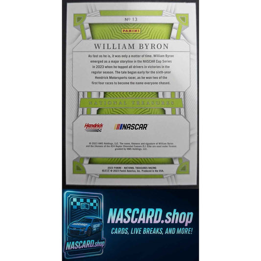 2023 Panini National Treasures #13 William Byron Stars and Stripes #/13