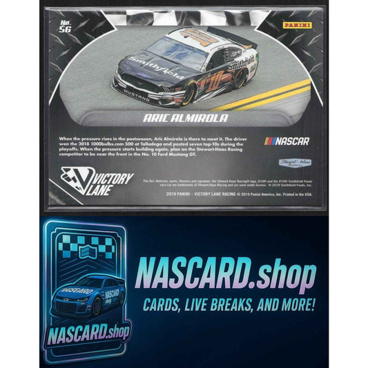 2019 Panini Victory Lane #56 Aric Almirola Pedal to the Metal Green #/5