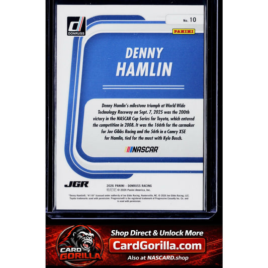 2026 Donruss #10 Denny Hamlin Season Highlights Red Xplosion #/99