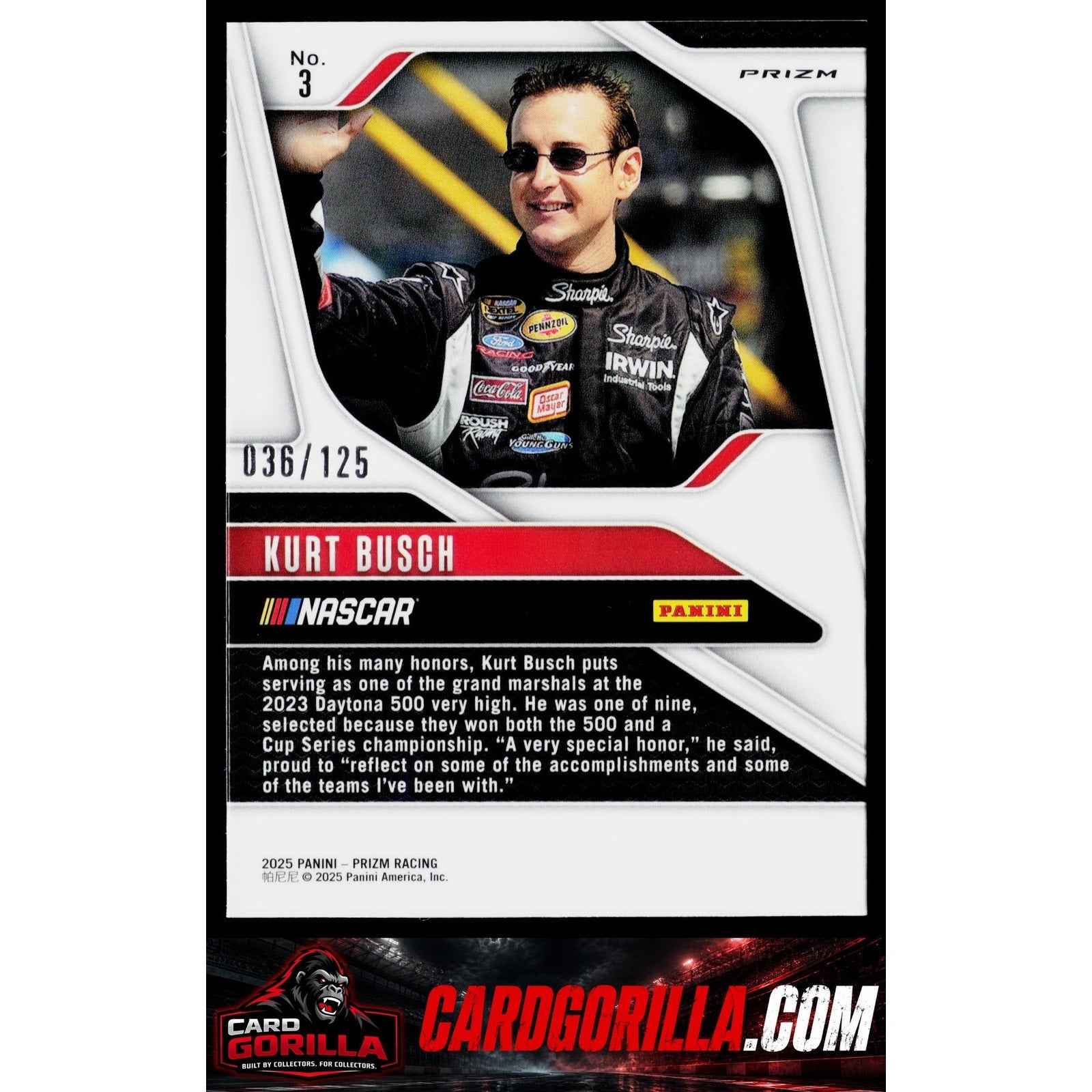 2025 Panini Prizm #3 Kurt Busch Orange Wave #/125