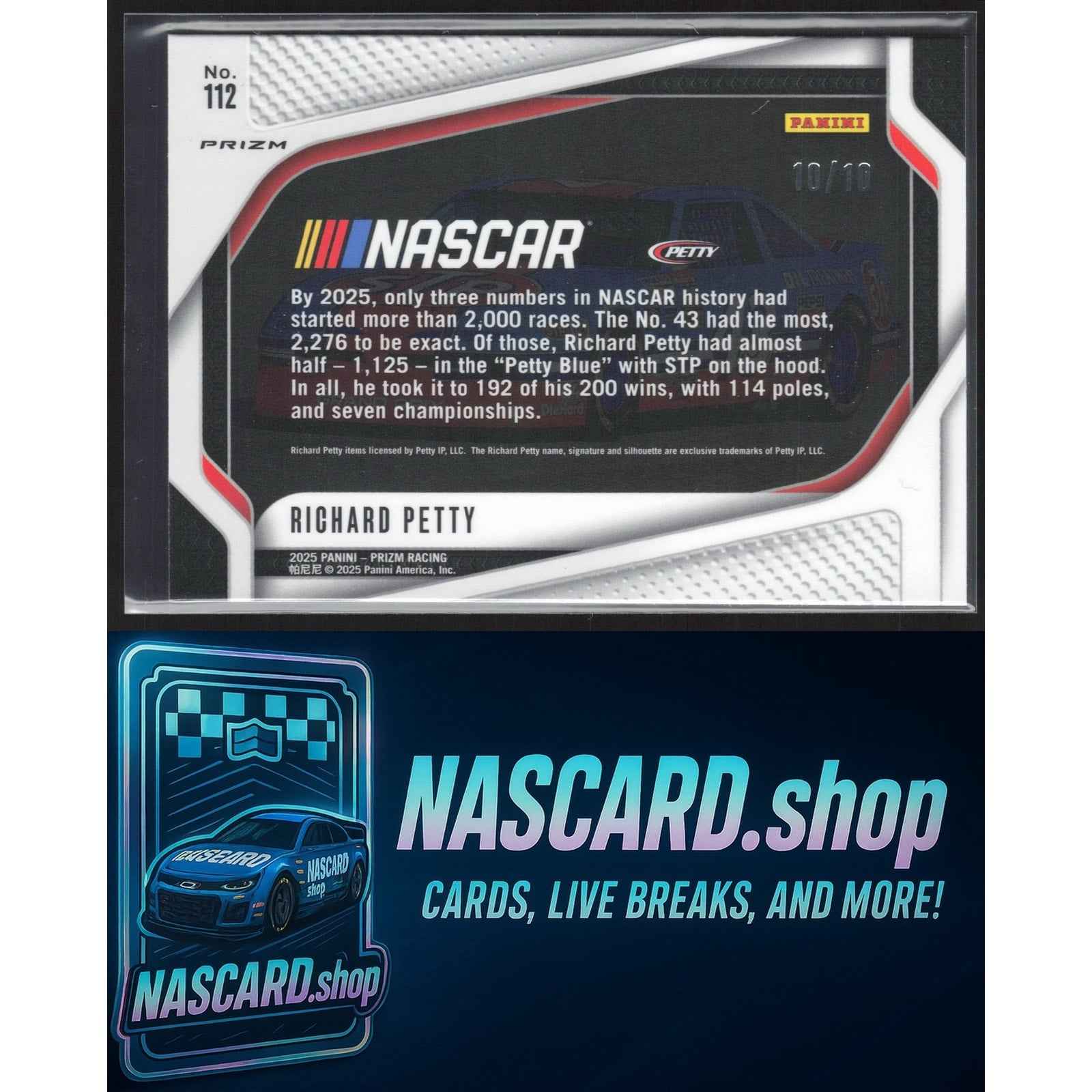 2025 Panini Prizm Rides #112 Richard Petty FOTL Blue Shimmer #10/10