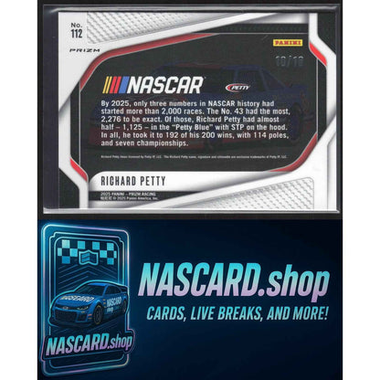 2025 Panini Prizm Rides #112 Richard Petty FOTL Blue Shimmer #10/10