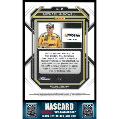 2023 Panini Prizm - Michael McDowell #6 White Prizm 1/5 - Card Gorilla