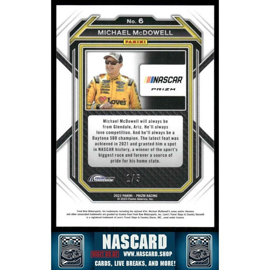 2023 Panini Prizm - Michael McDowell #6 White Prizm 1/5 - NASCARD.shop