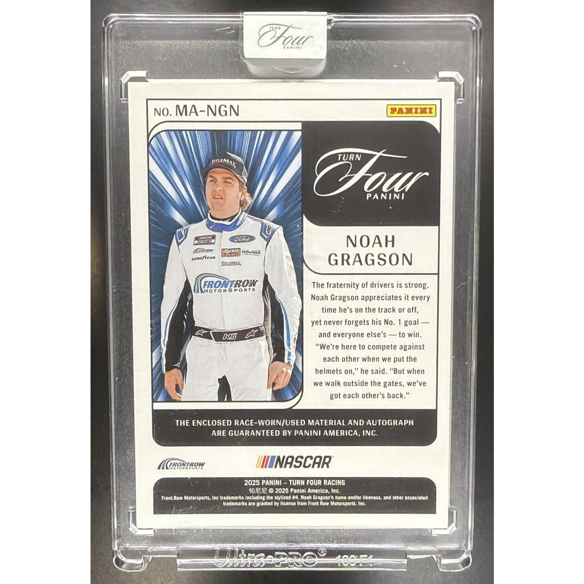 2025 Panini Turn Four NASCAR Noah Gragson #MA-NGN Memorabilia Auto Red 11/15