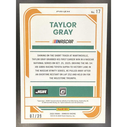 2026 Panini Donruss NASCAR Racing Taylor Gray #17 Optic Black Velocity 7/39