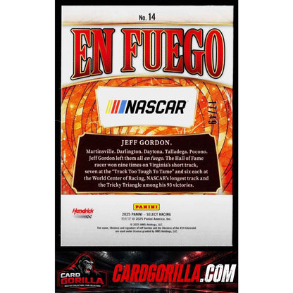 2025 Panini Select #14 Jeff Gordon En Fuego Blue Prizms #/49