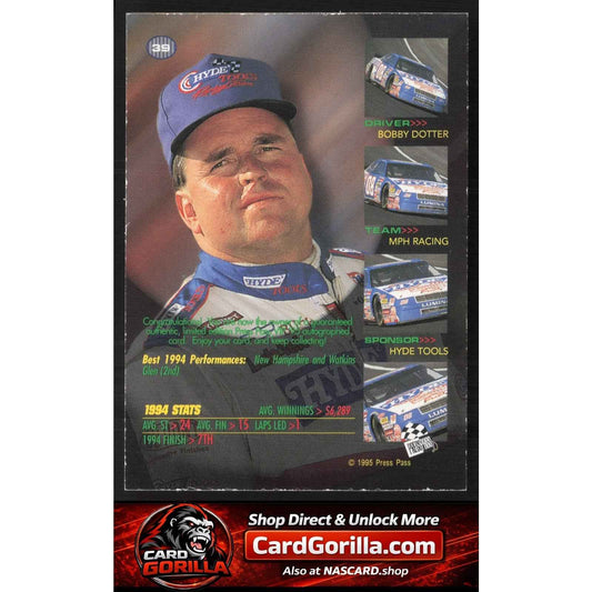 1995 Press Pass VIP #39 Bobby Dotter Autographs