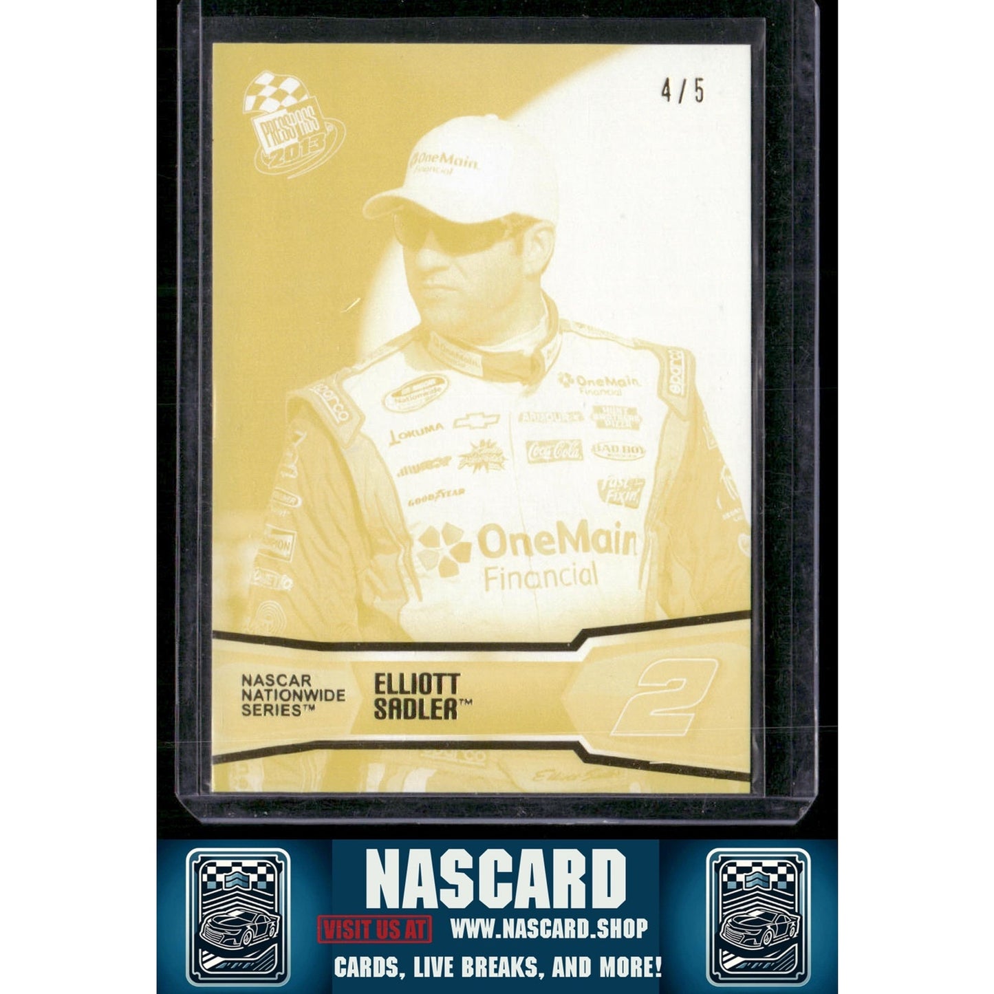 2013 Press Pass #55 Elliott Sadler Color Proof Yellow #/5 - NASCARD.shop