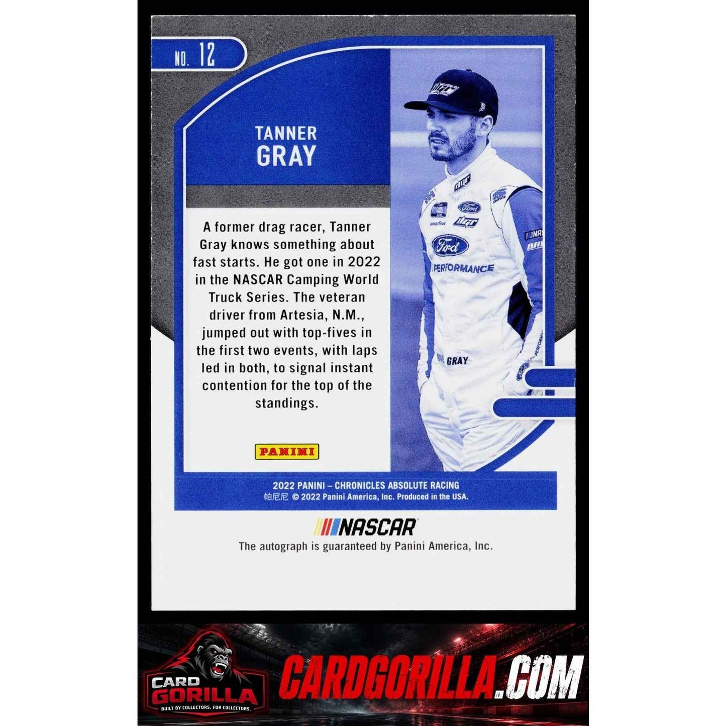 2022 Panini Chronicles #12 Tanner Gray Absolute Autographs