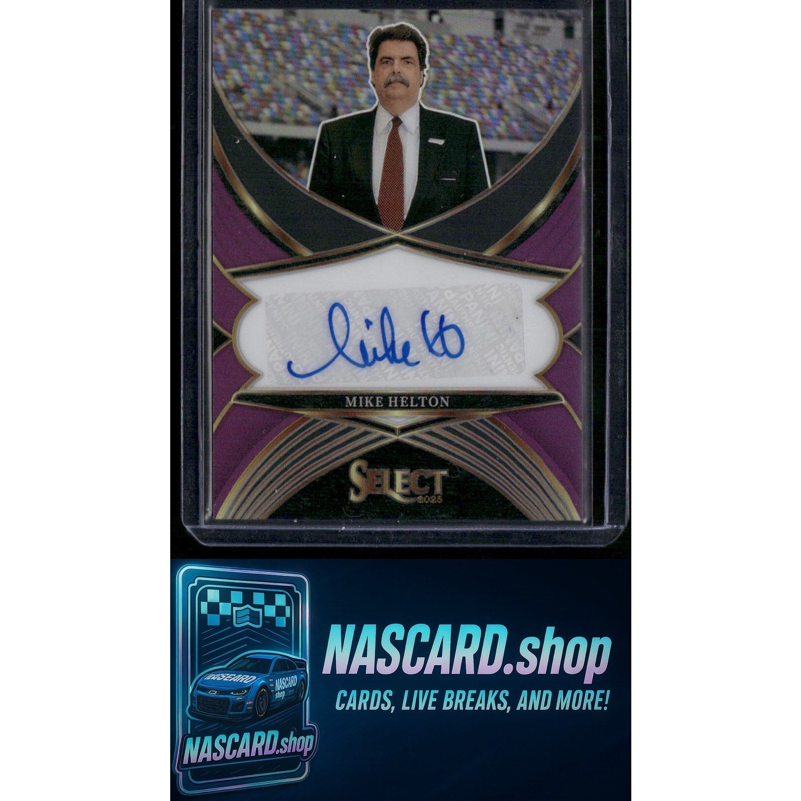 2025 Select Racing #LS-MHN Mike Helton Legendary Signatures Purple Prizms #/49 - NASCARD.shop