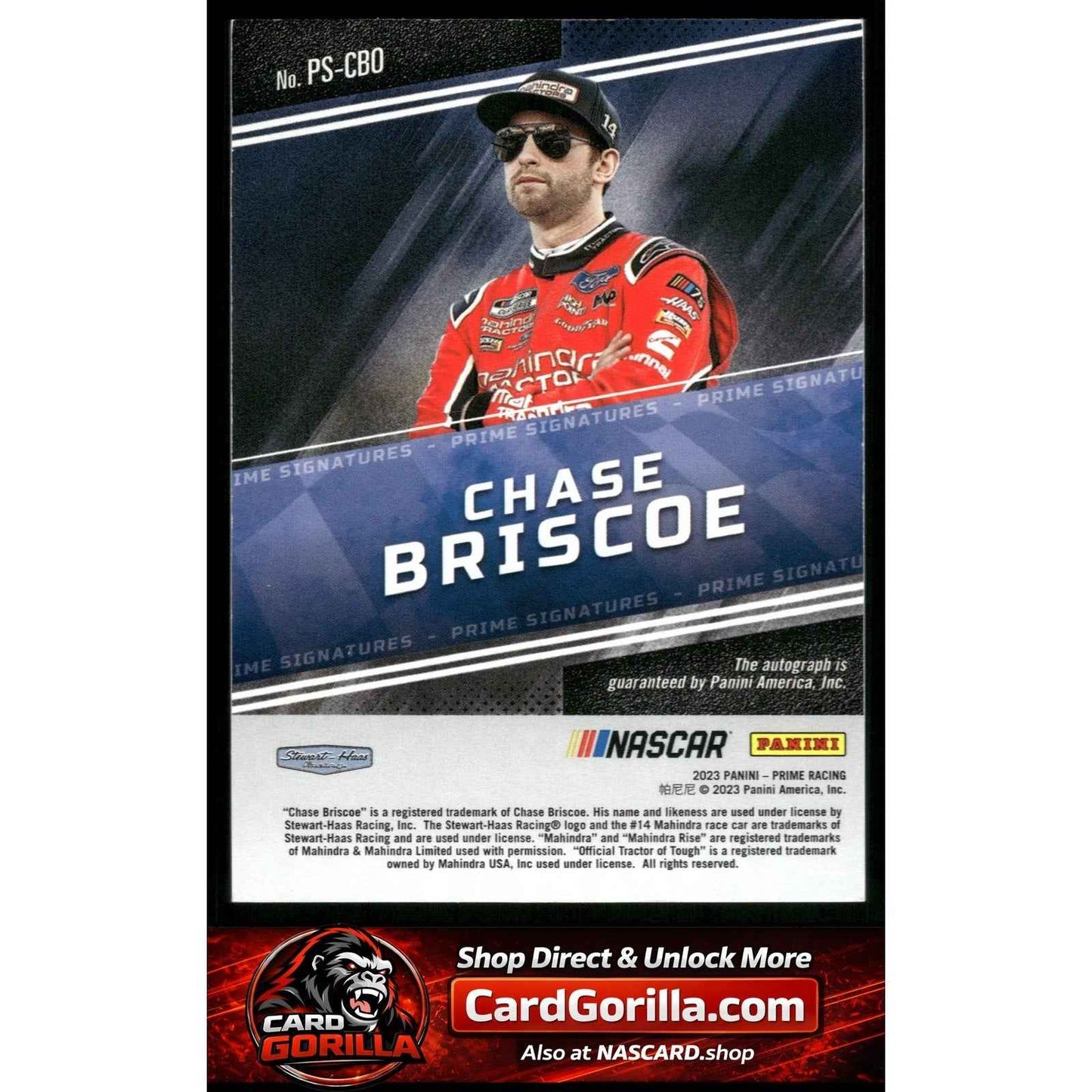 2023 Panini Prime #PS-CBO Chase Briscoe Prime Signatures Red #/50