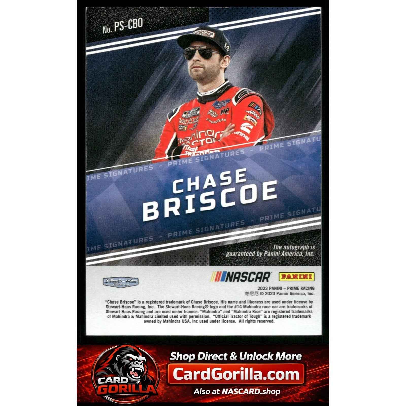 2023 Panini Prime #PS-CBO Chase Briscoe Prime Signatures Red #/50