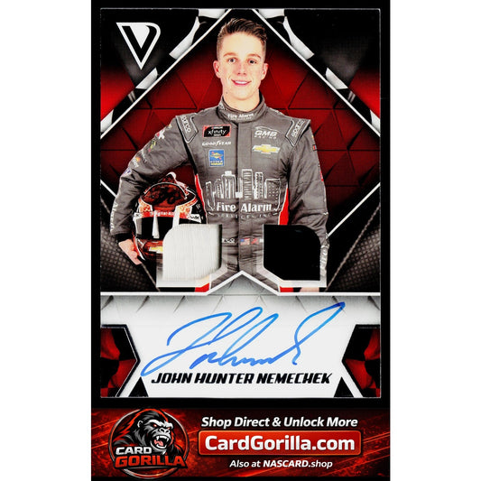 2019 Panini Victory Lane #DSS-JH John Hunter Nemechek Dual Swatch Signatures