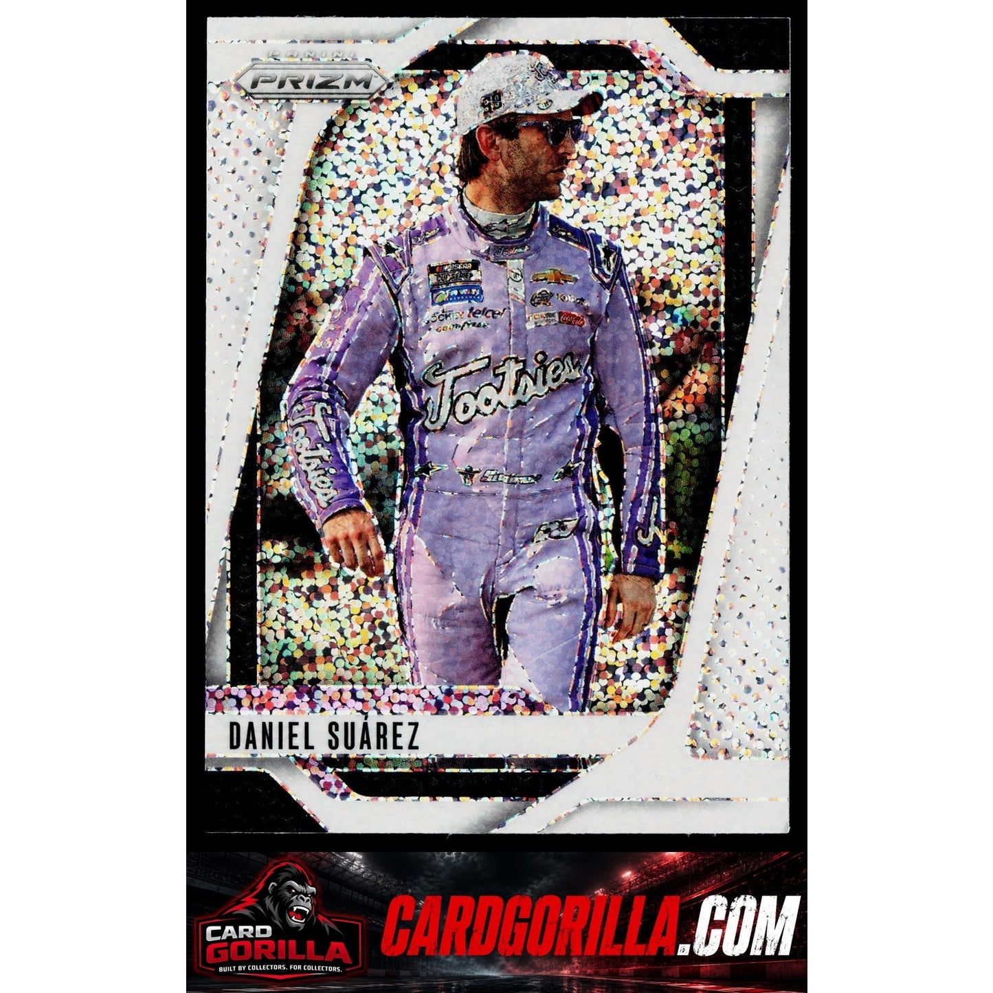 2025 Panini Prizm #36 Daniel Suarez White Sparkle
