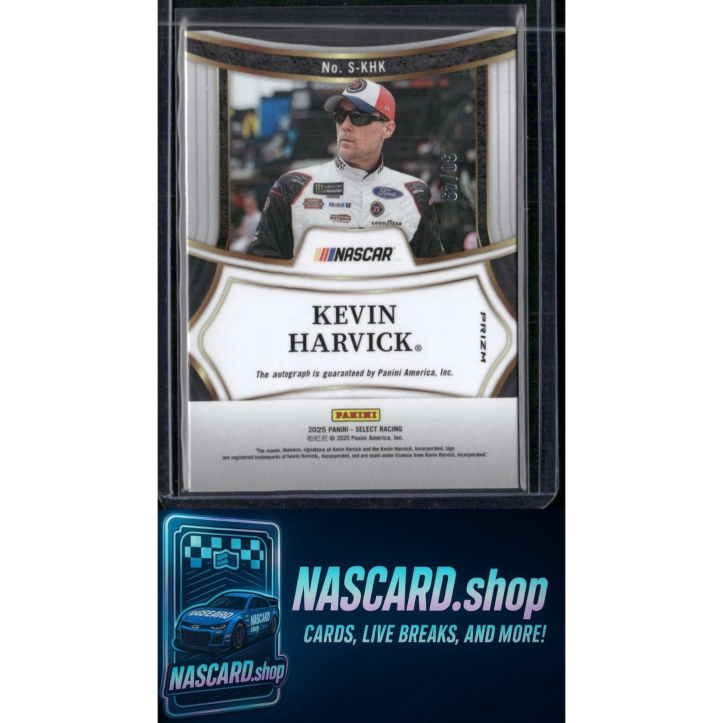 2025 Select Racing #S-KHK Kevin Harvick Signatures Purple Prizms #/49 - Card Gorilla