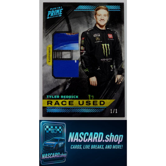 2023 Panini Prime Tyler Reddick Race Used Duals Firesuits Holo Platinum Blue 1/1 - NASCARD.shop