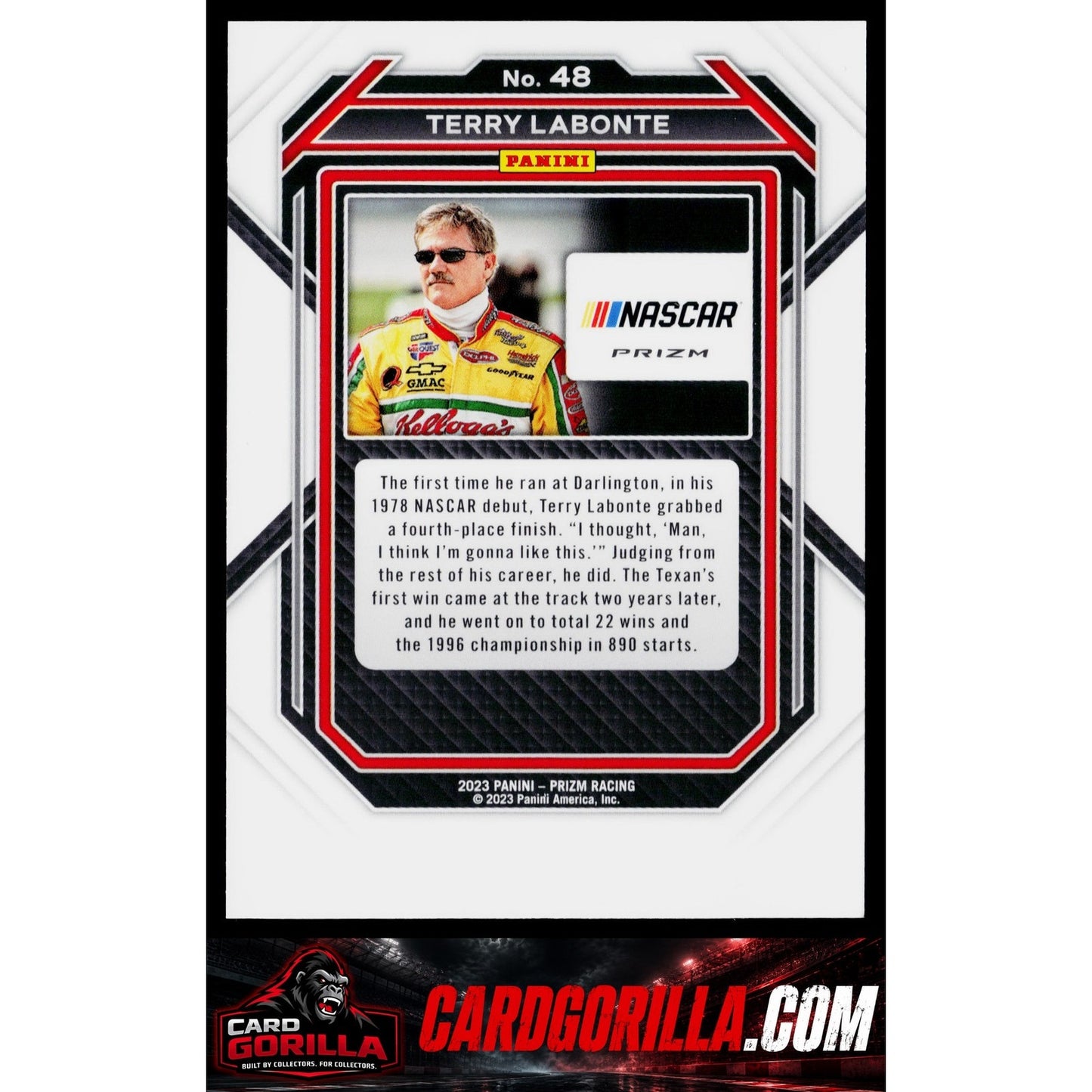 2023 Panini Prizm #48 Terry Labonte Hyper Prizm Blue and Carolina Blue