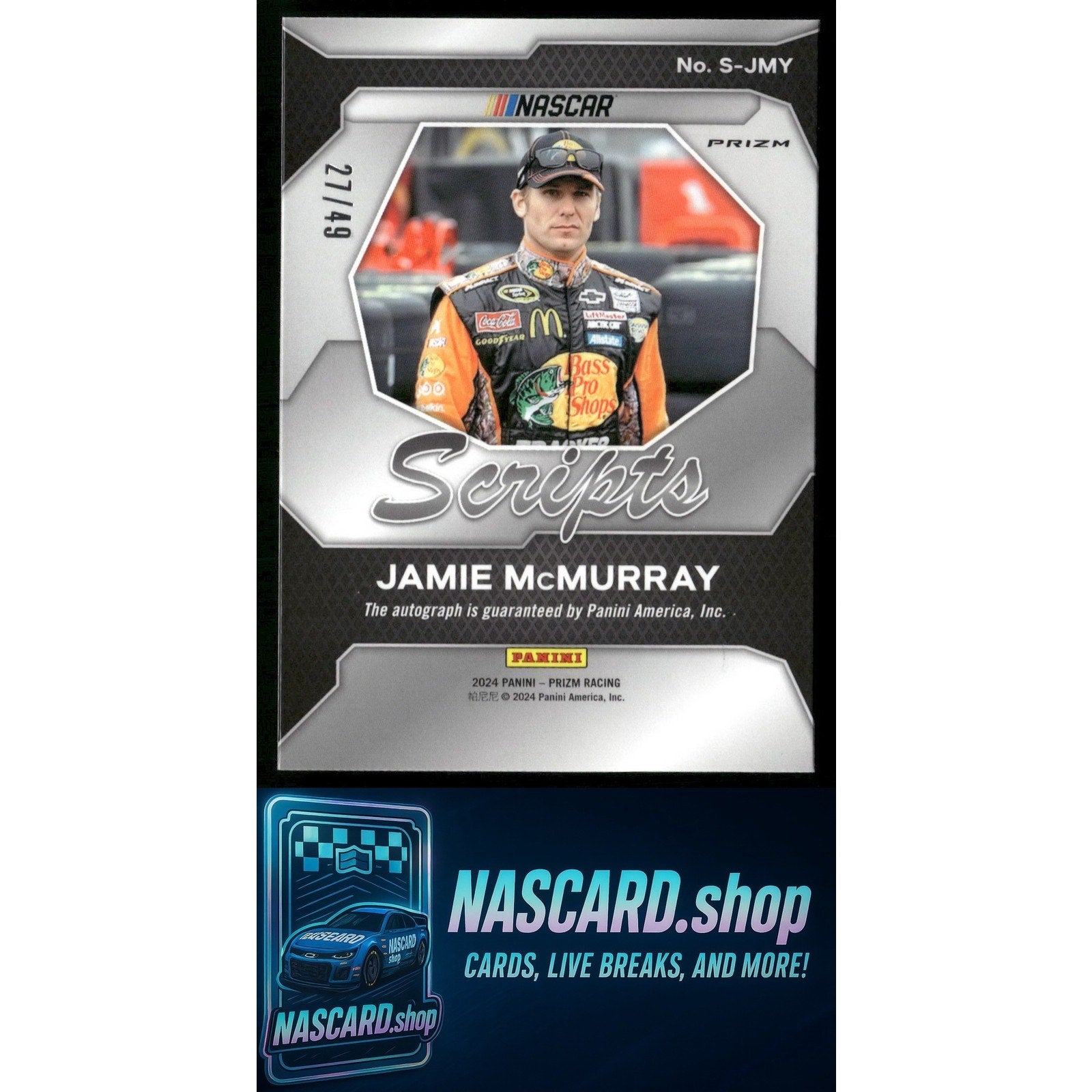 2024 Panini Prizm #S-JMY Jamie McMurray Scripts Blue - Card Gorilla