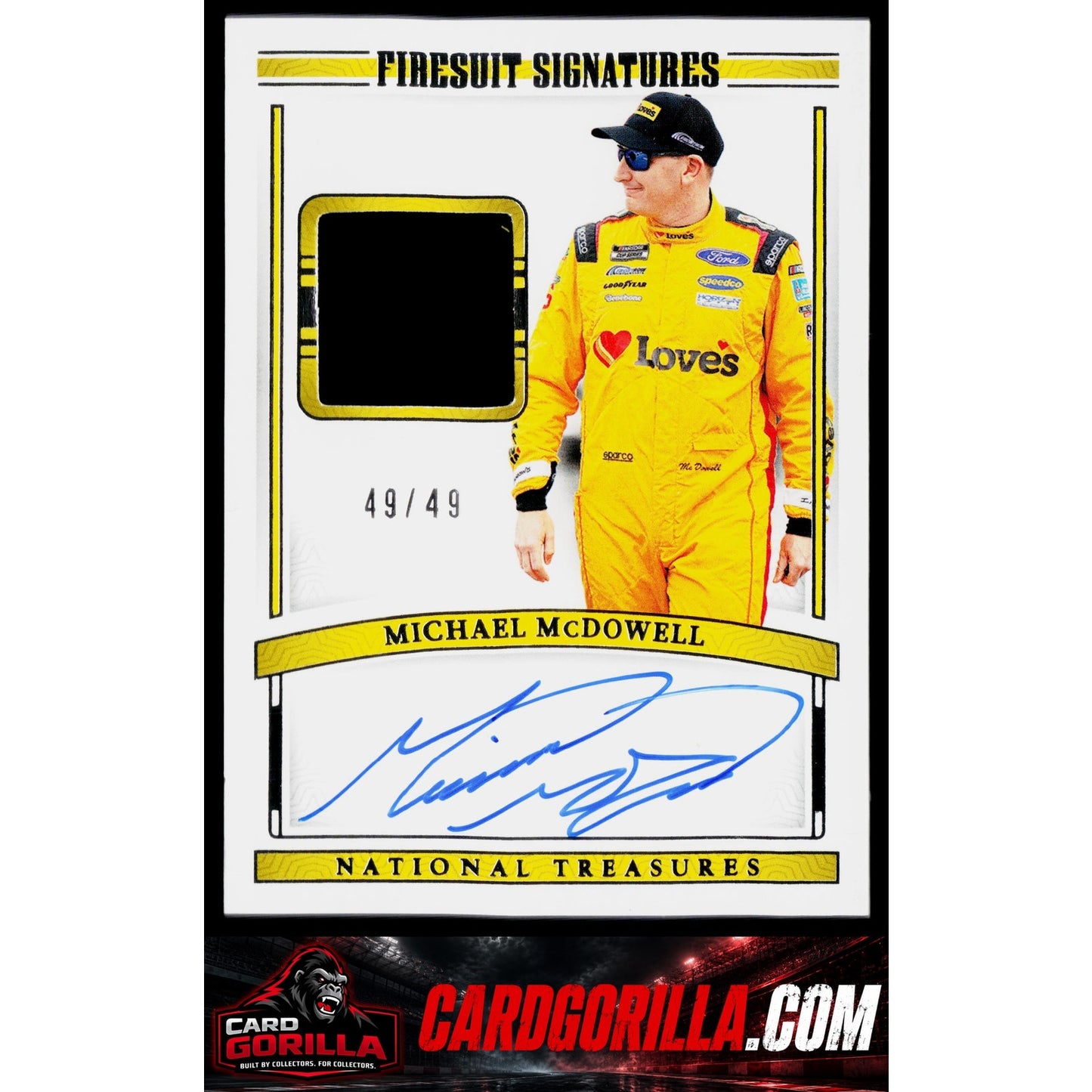 2024 Panini National Treasures #FS-MMD Michael McDowell Firesuit Signatures #/49
