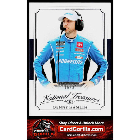 2025 Panini National Treasures #22 Denny Hamlin 2016 Throwback #/35