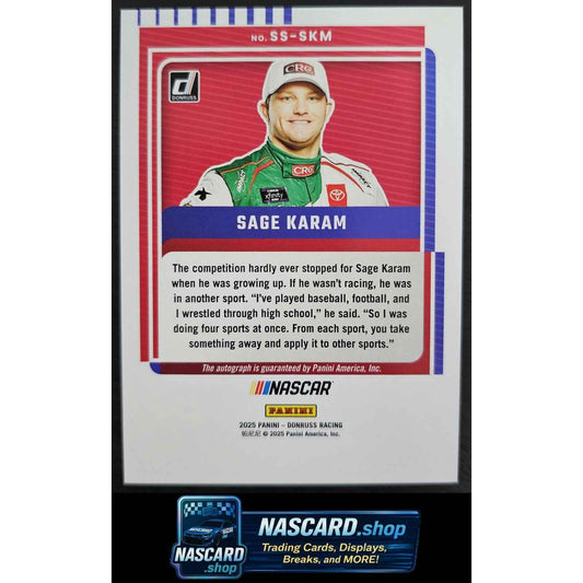 2025 Donruss #SS-SKM Sage Karam Signature Series Gold Ice #/10