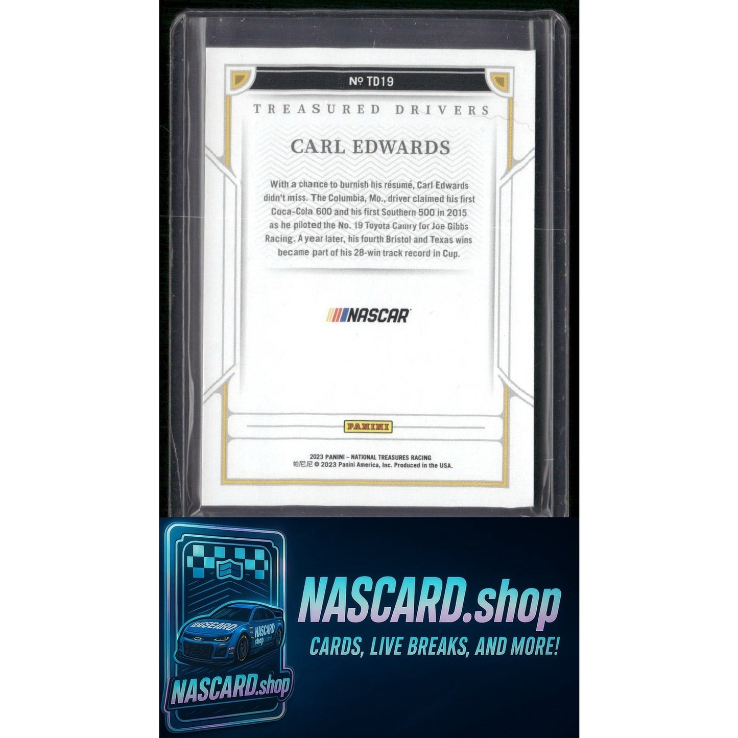 2023 Panini National Treasures #TD19 Carl Edwards Treasured Drivers Green #/5